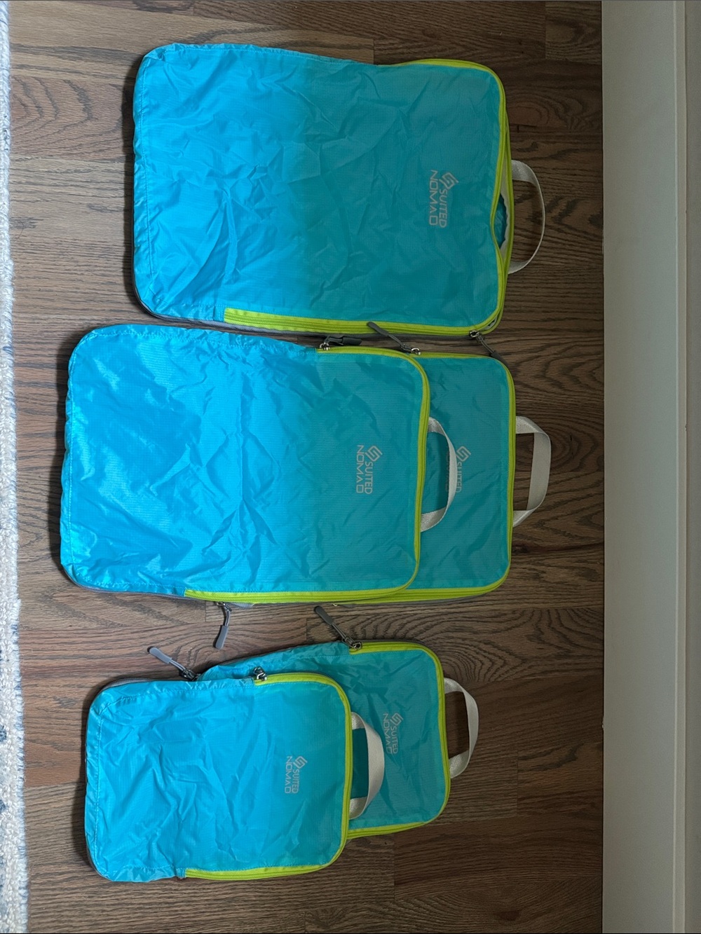 Packing Cubes - Aqua with Lime Trim